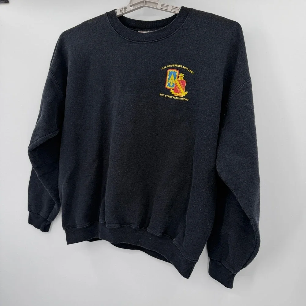 Vintage Hanes 2-44 Air Defense Artillery Sweatshirt Mens Large Black